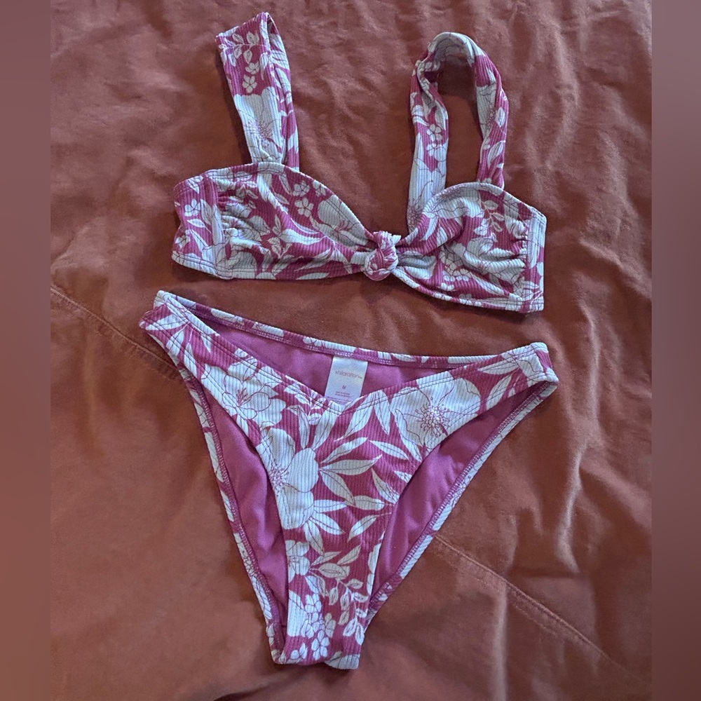 Floral Pink and White Bikini Set